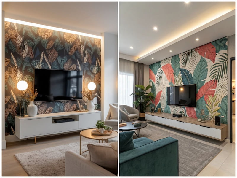 تزئین دیوار پشت تلویزیون با استیکر