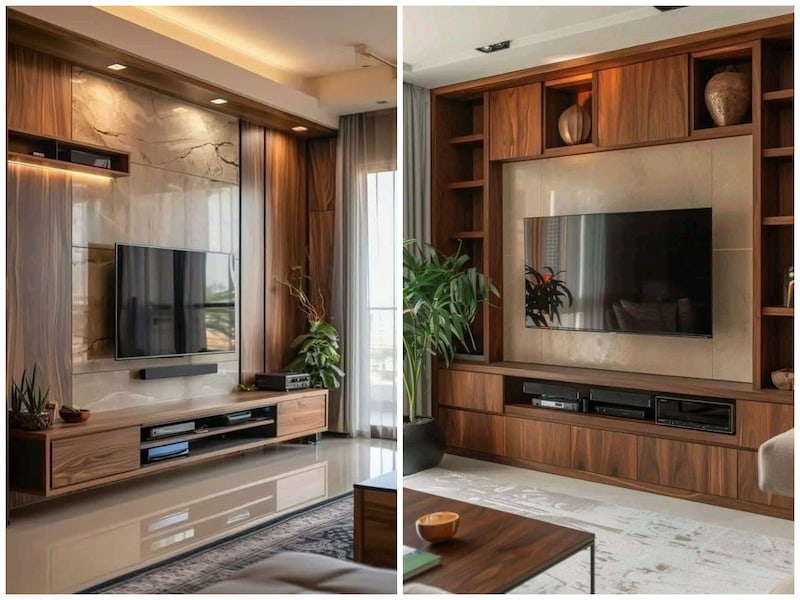 دکوراسیون پشت تلویزیون با ام‌دی‌اف