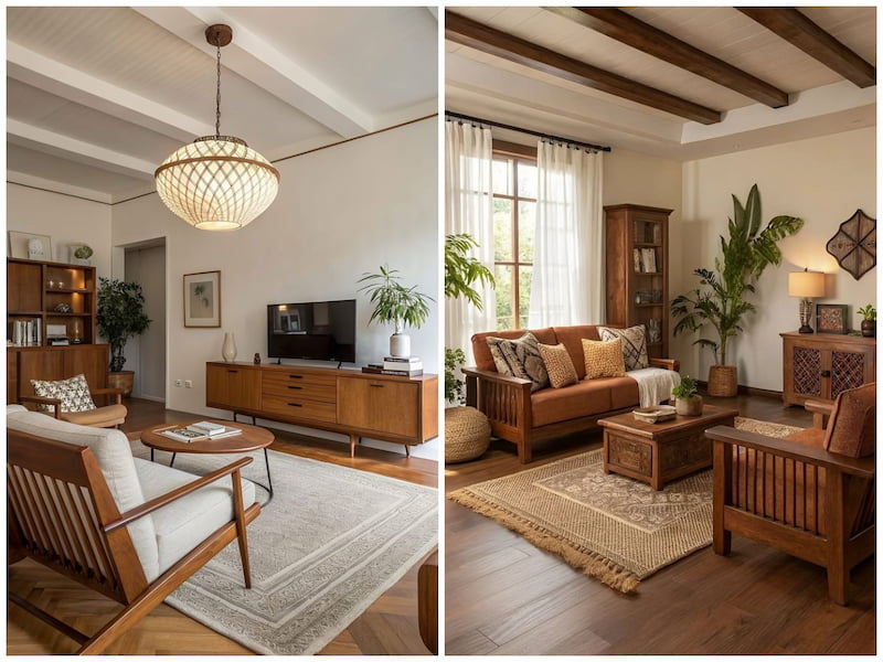 دکوراسیون چوبی اتاق نشیمن