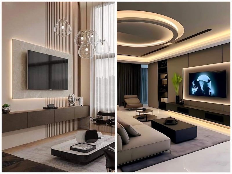 نورپردازی حرفه‌ای برای دکور پشت تلویزیون