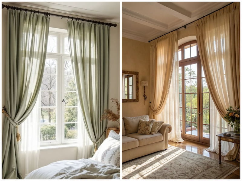 پرده مینیمال نسکافه ای و سبز