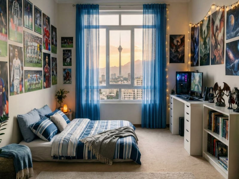 اتاق خواب پسرانه بدون تخت