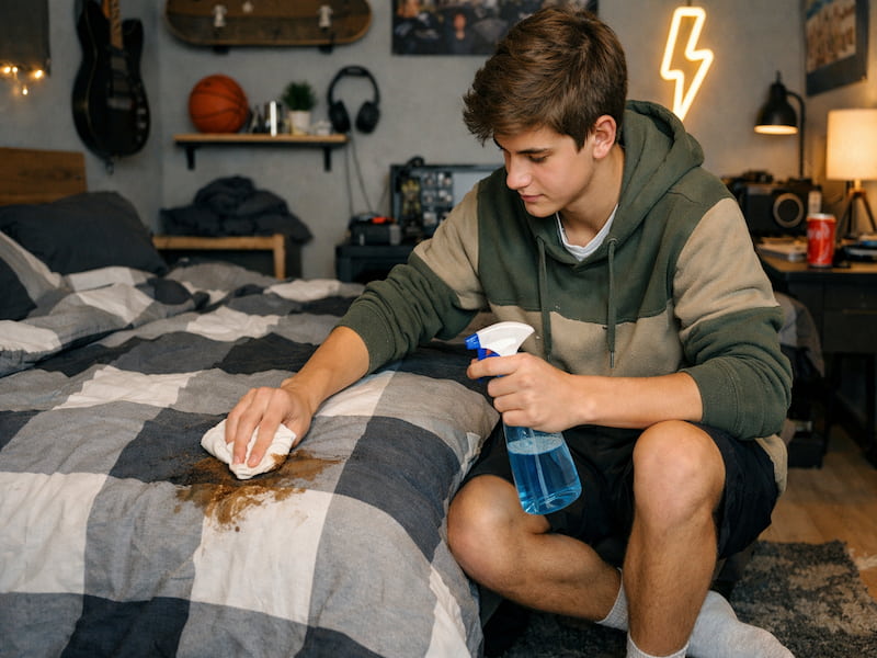 از بین بردن لکه قهوه و چای روی روتختی