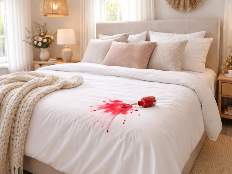 از بین بردن لکه لاک روی روتختی