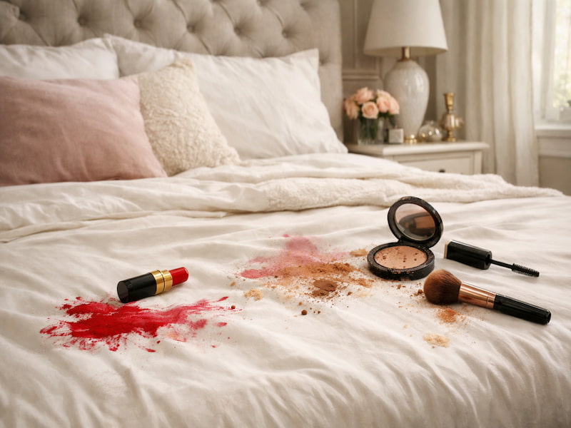 از بین بردن لکه مواد آرایشی و رژ لب روی روتختی