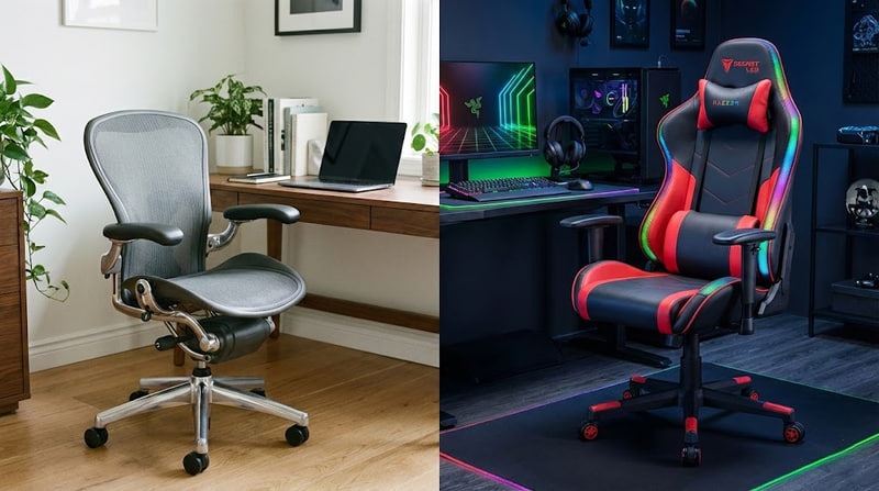 تفاوت صندلی اداری و گیمینگ در چیست
