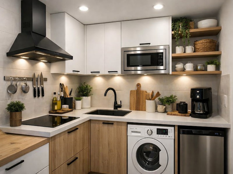 دکوراسیون آشپزخانه کوچک بدون پنجره