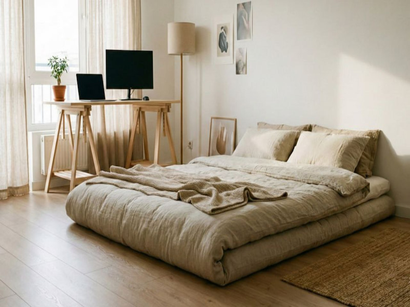 دکوراسیون اتاق خواب ساده بدون تخت