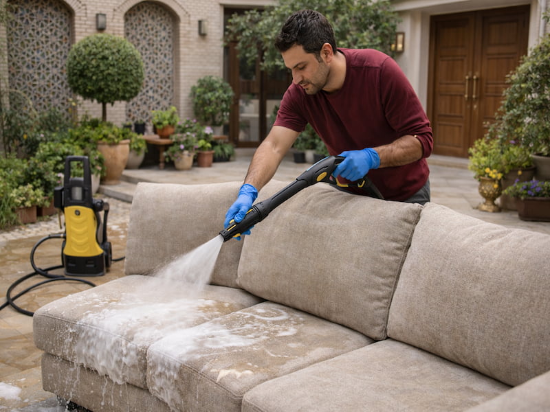 شستن مبل در حیاط