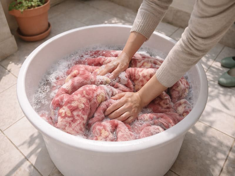 شستن پتو در لگن