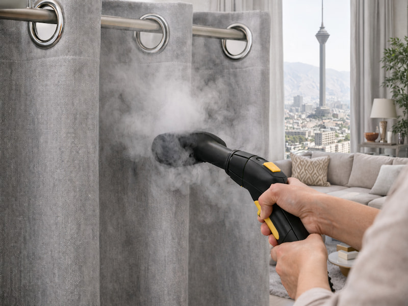 شستن پرده پانچ با بخارشوی