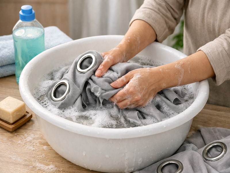 شستن پرده پانچ با دست