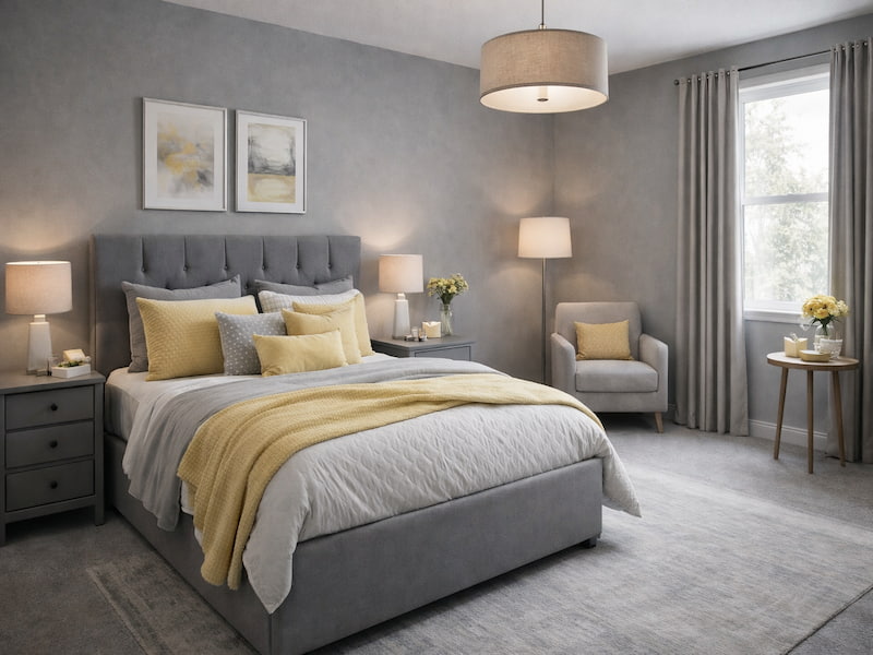 مکمل رنگ طوسی در اتاق خواب