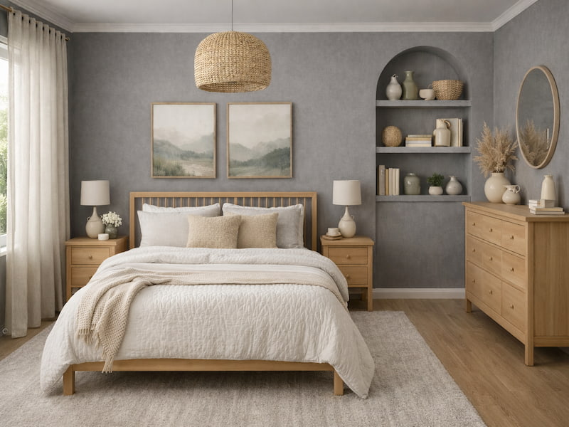 مکمل رنگ طوسی در پرده، روتختی و اتاق خواب