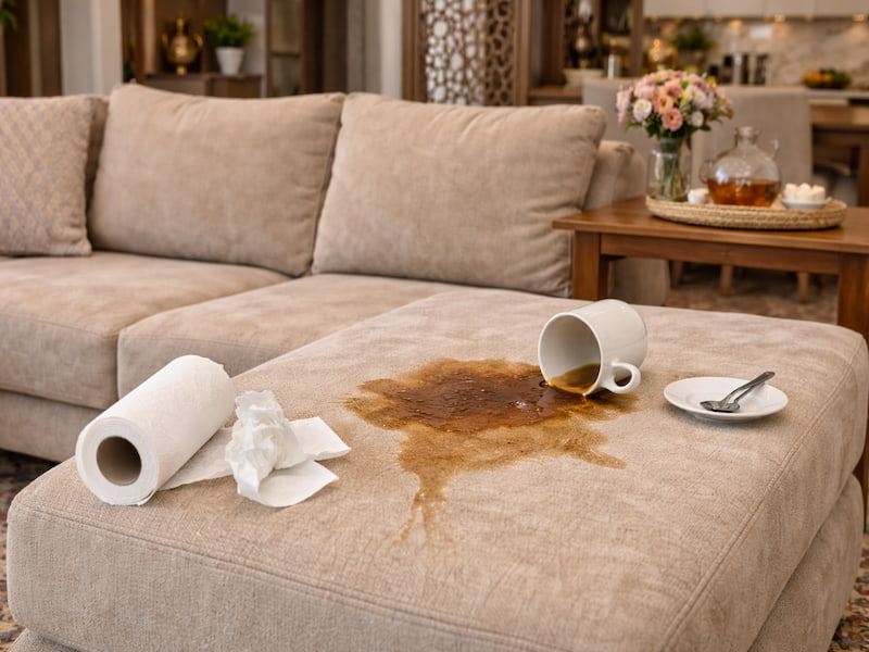 پاک کردن لکه چایی از مبل