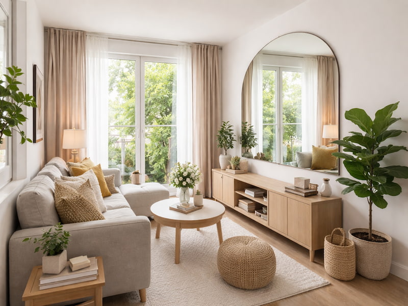 چیدمان پذیرایی مربع کوچک