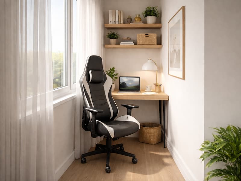 اتاق کار کنار پنجره در عرض کم