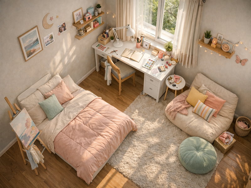 دکوراسیون اتاق خواب دخترانه جوان 2026