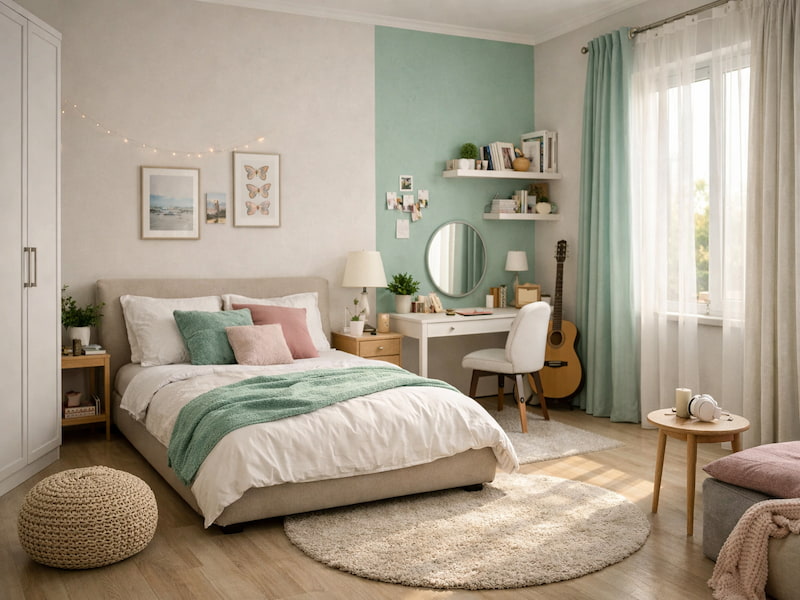 دکوراسیون اتاق خواب دخترانه دونفره