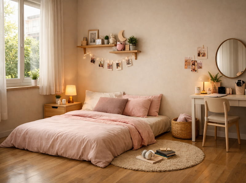 دکوراسیون اتاق خواب دخترانه ساده و شیک
