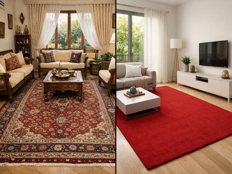 دکوراسیون با فرش دستباف قرمز