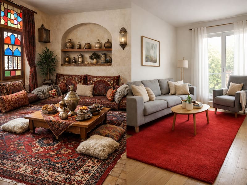 دکوراسیون با فرش قرمز جدید