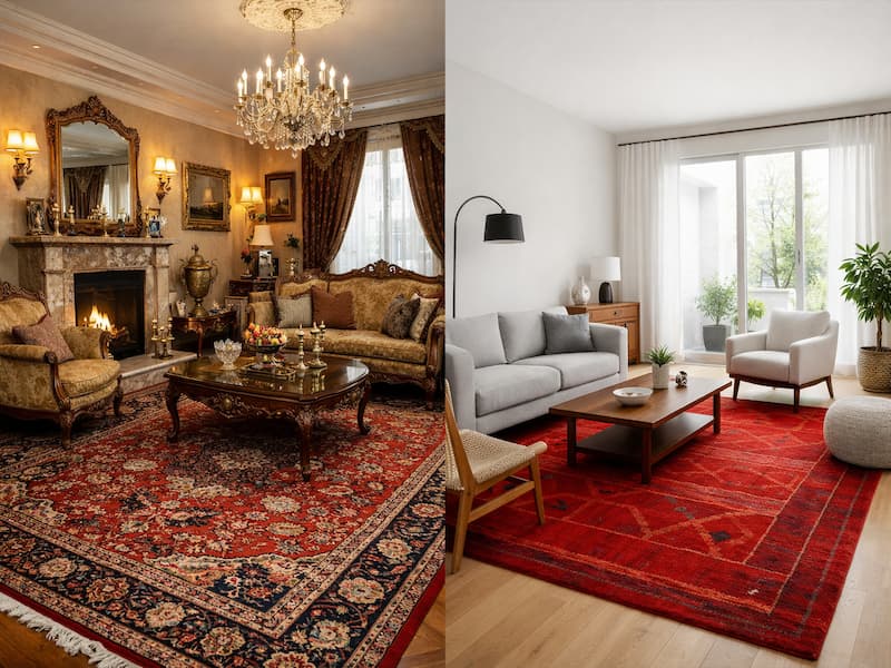 دکوراسیون با فرش قرمز سنتی