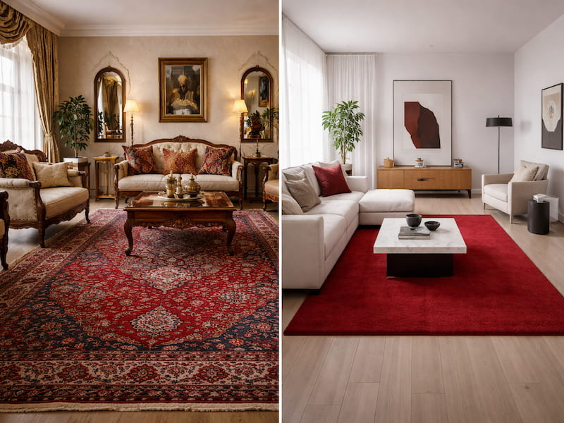 دکوراسیون داخلی با فرش قرمز