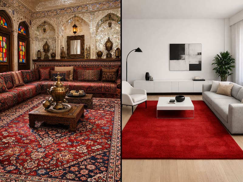 دکوراسیون منزل با فرش قرمز