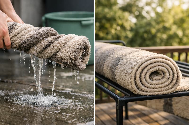 آبگیری صحیح بعد از شستن فرش در خانه