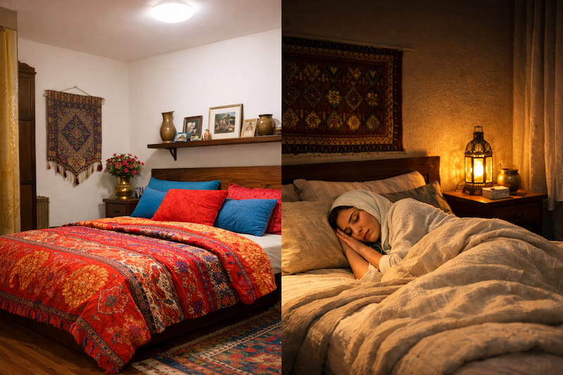 تاثیر رنگ روتختی بر خواب از نگاه روانشناسی رنگ