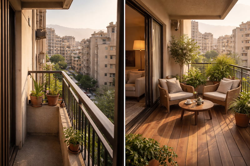 تفاوت تراس و بالکن در دکوراسیون و چیدمان
