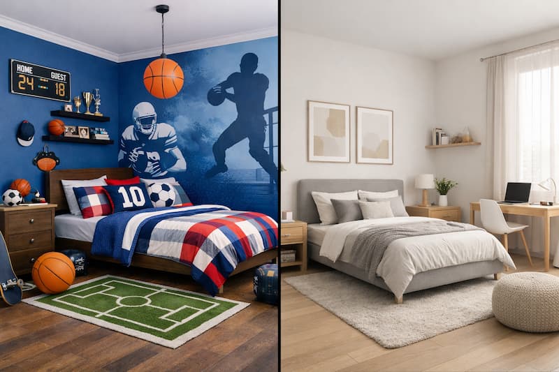 دکوراسیون اتاق خواب پسرانه فوتبالی