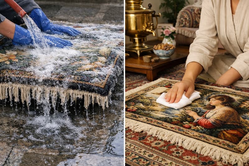 شستن تابلو فرش دستباف در خانه
