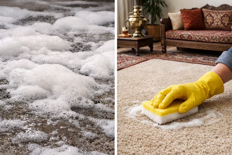 شستن فرش در خانه با شامپو فرش