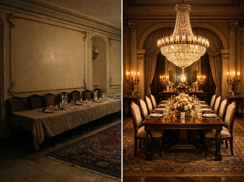 چیدمان میز غذاخوری برای مهمانی