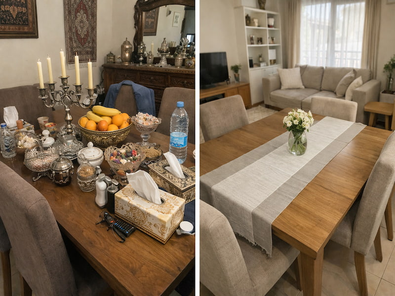 چیدمان میز ناهار خوری ۸ نفره