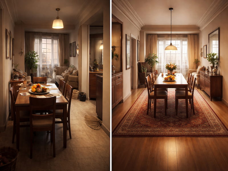 چیدمان میز ناهارخوری در سالن و فضاهای رسمی