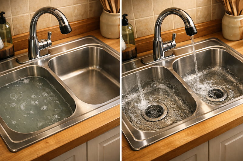 گرفتگی لوله های سینک ظرفشویی دوقلو